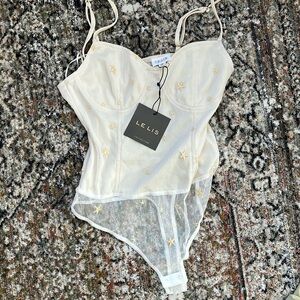 NWT VICI x LELIS Bodysuit, Star Embroidered Lace, Bustier Style Small